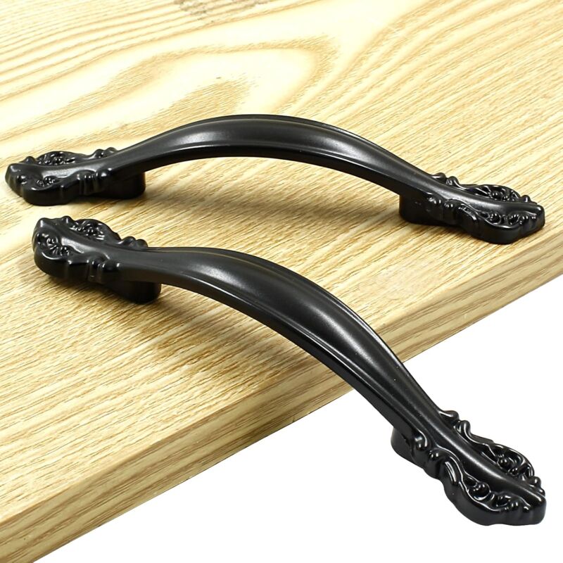 foto del prodotto sollbry set di 6 maniglie per cassetti in metallo nero opaco per mobili da cucina 118 x 20 mm 