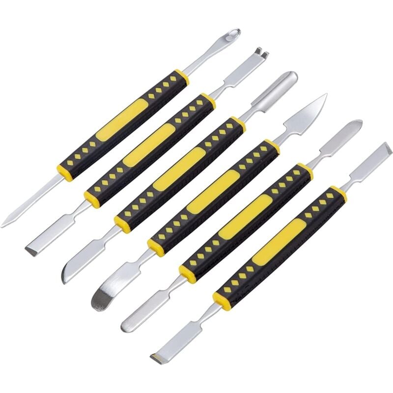 foto del prodotto sollbry set di 6 strumenti per la riparazione di componenti elettronici strumento di apertura spudger leva in metallo doppia testa computer
