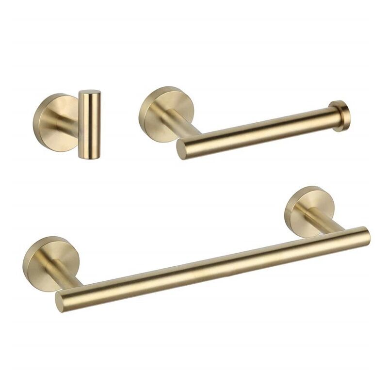 foto del prodotto sollbry set di accessori da bagno 3 pezzi, barra portasciugamani da 30,5 cm, porta carta igienica, gancio per accappatoio, oro spazzolato