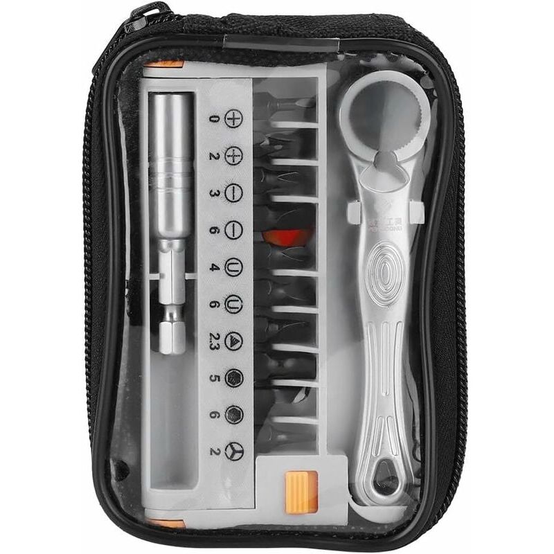 foto del prodotto sollbry set di cacciaviti portatili 12 in 1, chiave a bussola a cricchetto rapido e punte, mini utensile manuale per riparazioni da 1 4 di pollice