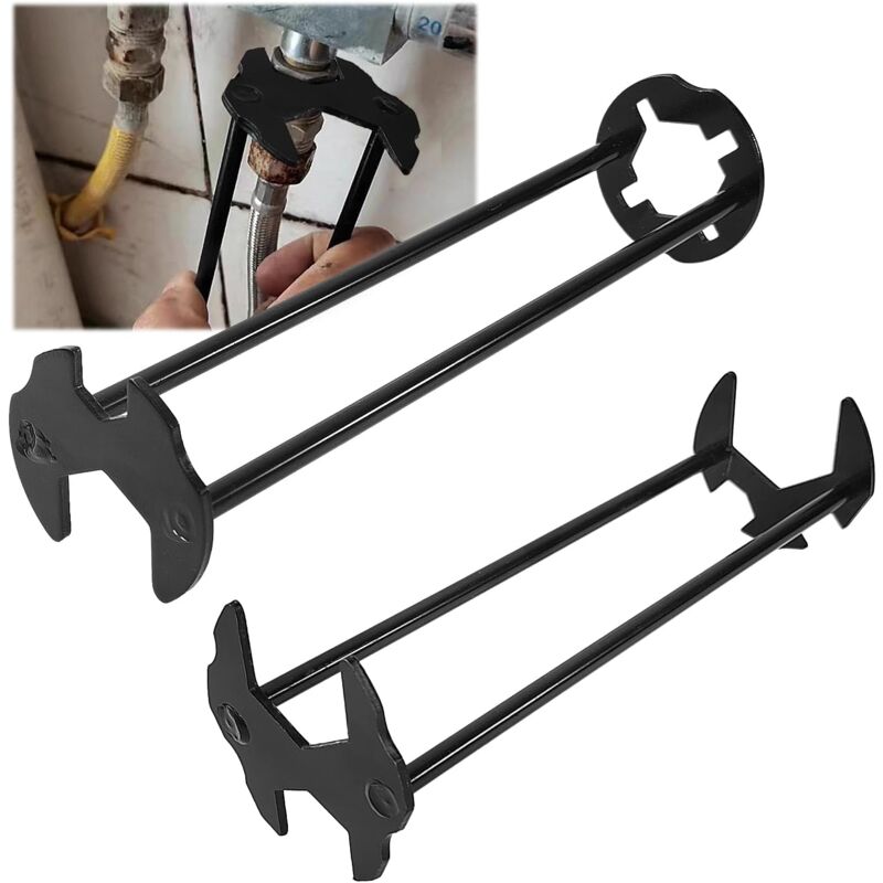 foto del prodotto sollbry set di chiavi per rubinetti, chiave regolabile in metallo di alta qualit , chiave per rubinetti del lavandino con 7 dadi comuni, chiave per