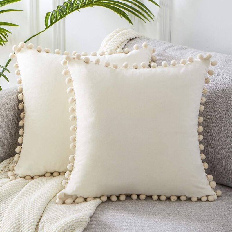 foto del prodotto sollbry set di due pezzi 45x45 cm, federa quadrata per divano letto bianco latte, moderna fodera per cuscino per soggiorno e camera da letto.