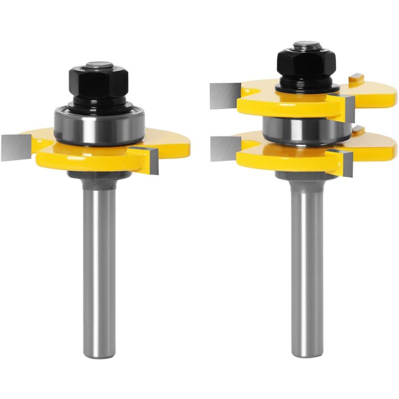 foto del prodotto sollbry set di frese per scanalature con gambo da 8 mm, 2 pezzi, frese per scanalature, utensili per lavorazione del legno, fresa a t a 3 taglienti