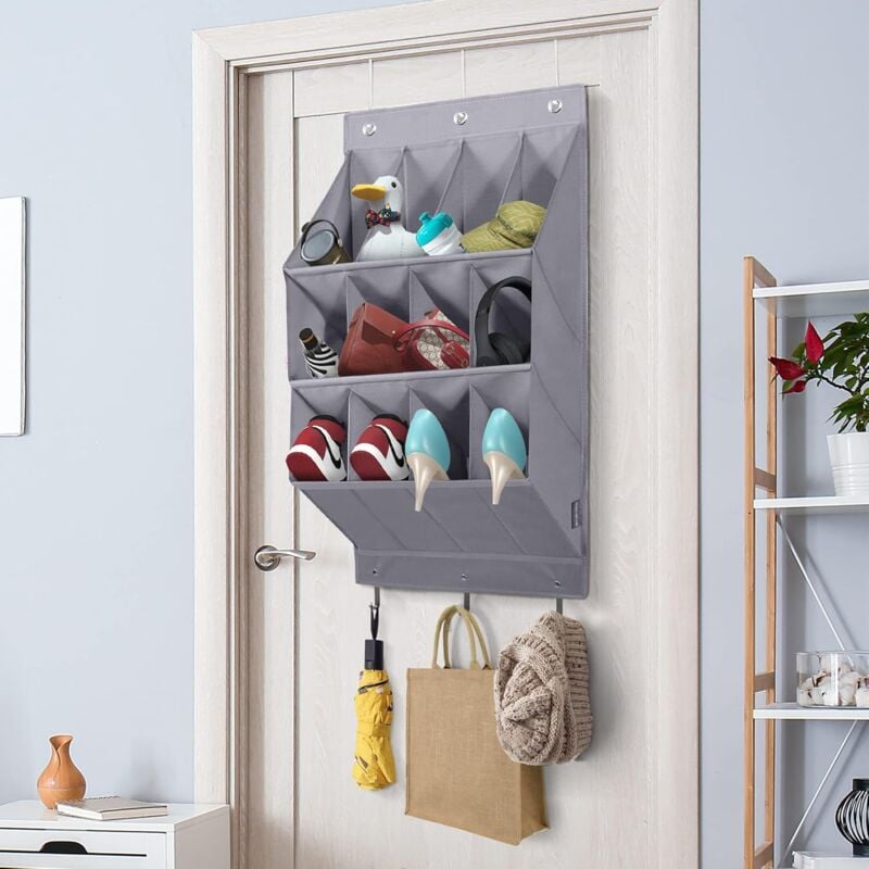 foto del prodotto sollbry set di organizer per scarpe da appendere alla porta, organizer per scarpe da appendere all armadio con 12 ampie tasche profonde,