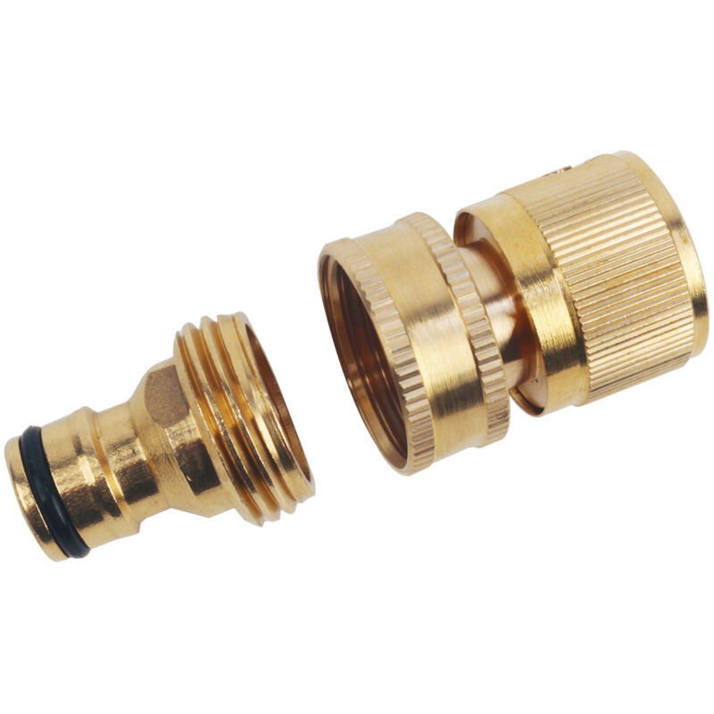 foto del prodotto sollbry set di tubi flessibili per l acqua in ottone da 3 4 pollici maschio e femmina, connettore rapido, connettore a sgancio rapido per giardino