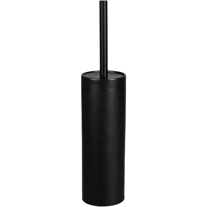 foto del prodotto sollbry set scopino wc in ceramica, porta scopino wc, con scopino wc con testa in silicone, copertura in plastica flessibile, 9 x 39 cm, nero