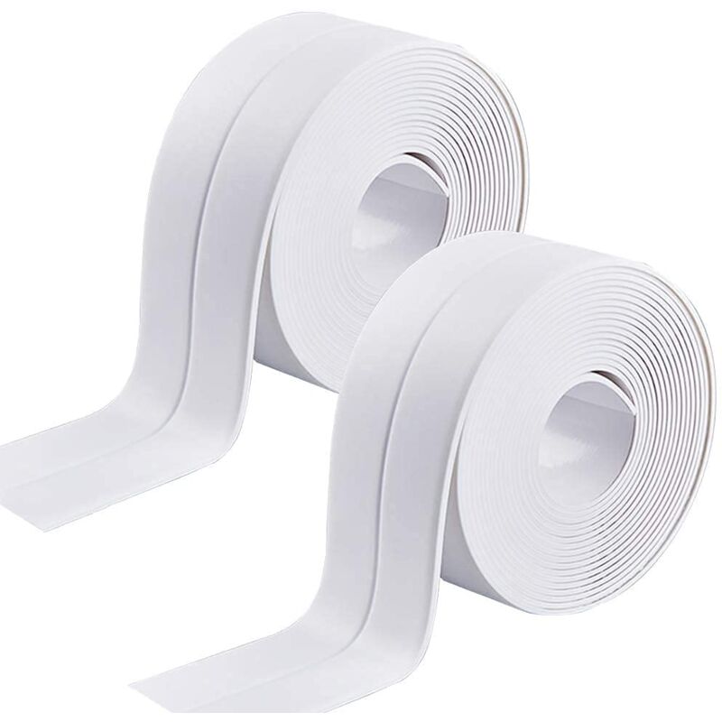 foto del prodotto sollbry sigillante in silicone bianco per bagno, 2 pezzi, autoadesivo, impermeabile, antimuffa, nastro sigillante per vasca da bagno, per cucina,