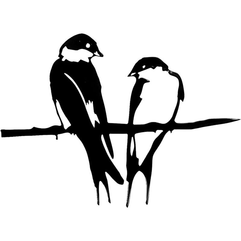 foto del prodotto sollbry silhouette di uccello, 2 uccelli su un ramo, decorazione da giardino in metallo, nero