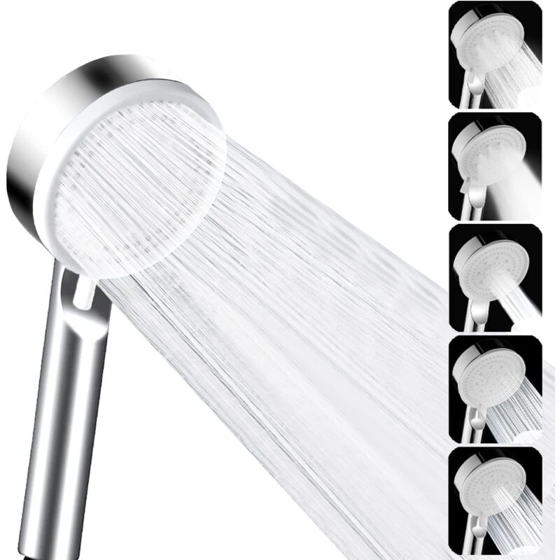 foto del prodotto sollbry soffione doccia, doccia portatile ad alta pressione per bagno, 5 modalit di getto ad alta pressione, risparmio idrico, facile