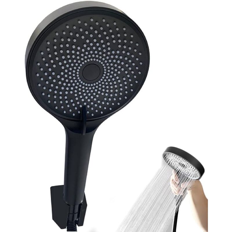foto del prodotto sollbry soffione doccia nero, soffione doccia premium, soffione doccia ad alta pressione, soffione doccia a risparmio idrico, soffioni doccia con 3