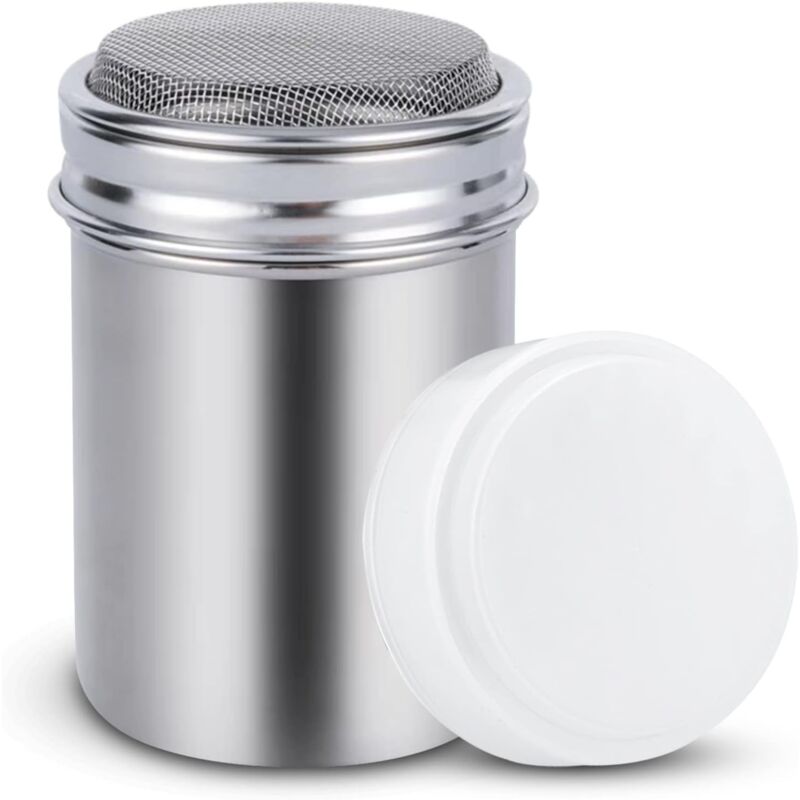foto del prodotto sollbry spargizucchero a velo, spargicacao, spargispezie in acciaio inox, spargizucchero a velo, spargicioccolato per cacao in polvere, spezie,