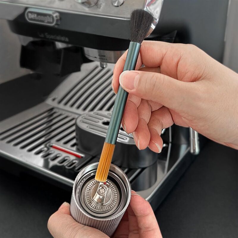 foto del prodotto sollbry spazzola da barista 2 in 1 per macinacaff , spazzola per la pulizia dell espresso, spazzola per caff , strumento per la cucina di casa del