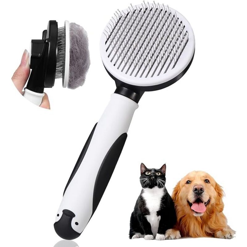 foto del prodotto sollbry spazzola per cani di piccola taglia, spazzola per gatti, spazzola per gattini, autopulente, rimozione in un clic di peli morti e sottopelo