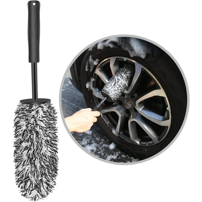 foto del prodotto sollbry spazzola per cerchi auto, spazzola per la pulizia in microfibra, spazzola per cerchi auto senza parti metalliche, spazzola per cerchi in