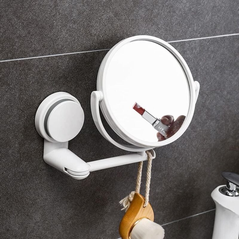 foto del prodotto sollbry specchio da parete con ventosa per il bagno, specchio per il trucco, specchio da parete sospeso a 360 , specchio ingranditore bifacciale,