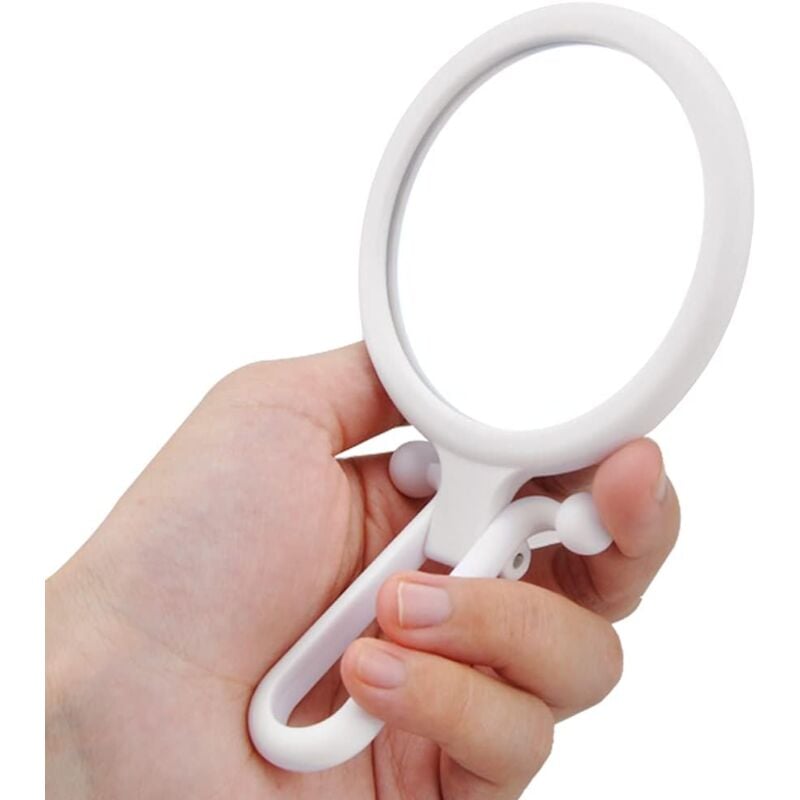 foto del prodotto sollbry specchio ingranditore 5x, specchio pieghevole bifacciale con maniglia, specchio portatile, specchio per il trucco, specchio ingranditore
