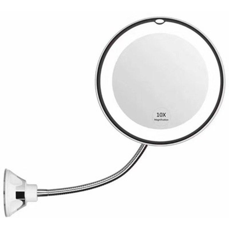 immagine 0 del prodotto sollbry specchio per il trucco a led, specchio ingranditore flessibile con luce led, ingrandimento 10x, potente ventosa, illuminazione per specchio