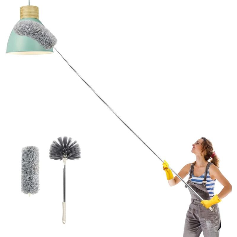 foto del prodotto sollbry spolverino telescopico in microfibra per ragnatele spazzola per soffitti alti resistente ai graffi lavabile, pieghevole 254 cm