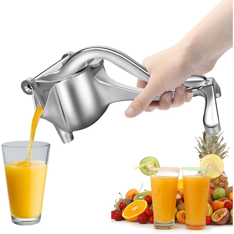 foto del prodotto sollbry spremiagrumi manuale, estrattore di succo a leva in alluminio, spremiagrumi con impugnatura ergonomica, utilizzato per spremere il succo di