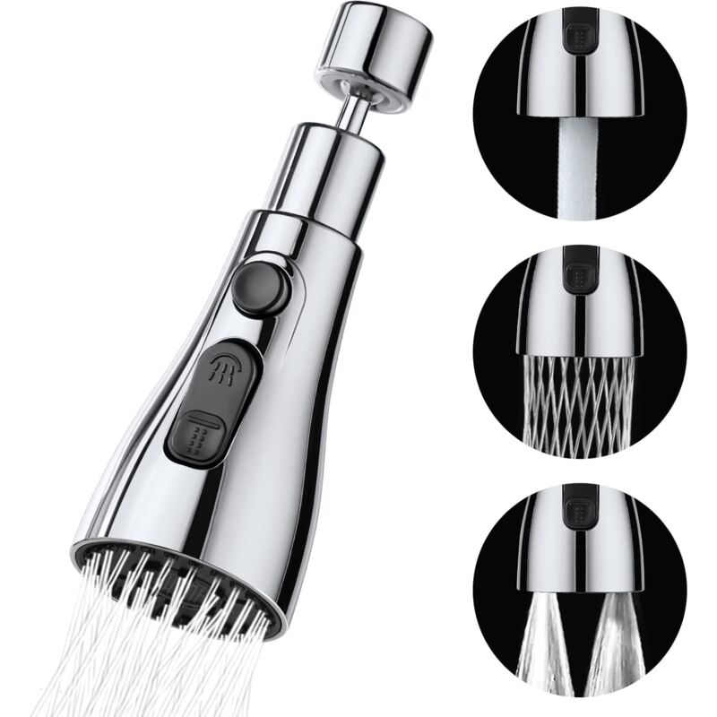 foto del prodotto sollbry spruzzatore per rubinetto da cucina a 360 gradi, ugello per rubinetto da cucina a 3 modalit con aeratore, miscelatore per lavello da