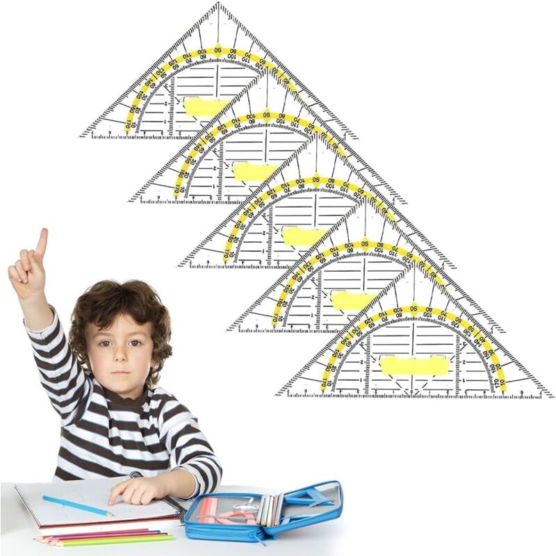 foto del prodotto sollbry squadra geometrica, triangolo multifunzionale, triangolo geometrico, triangolo per disegnare cerchi, geotriangoli, goniometro in plastica