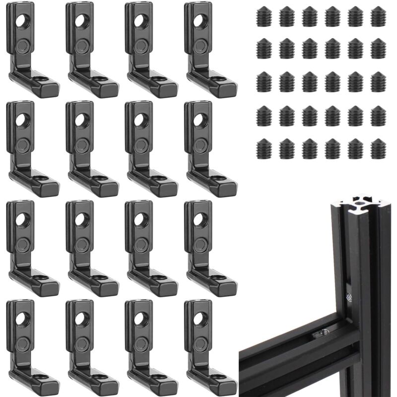 foto del prodotto sollbry staffa a t interna m5 da 16 pezzi 2020 con 36 viti profilo in alluminio con 6 scanalature a t, connettore angolare interno a l in lega di