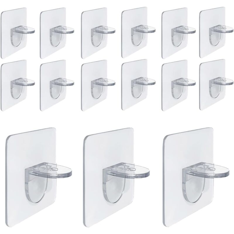 foto del prodotto sollbry staffe autoadesive per mensole, 15 pezzi, pioli di supporto per mensole, staffe adesive da parete senza foratura, supporto per mensole in