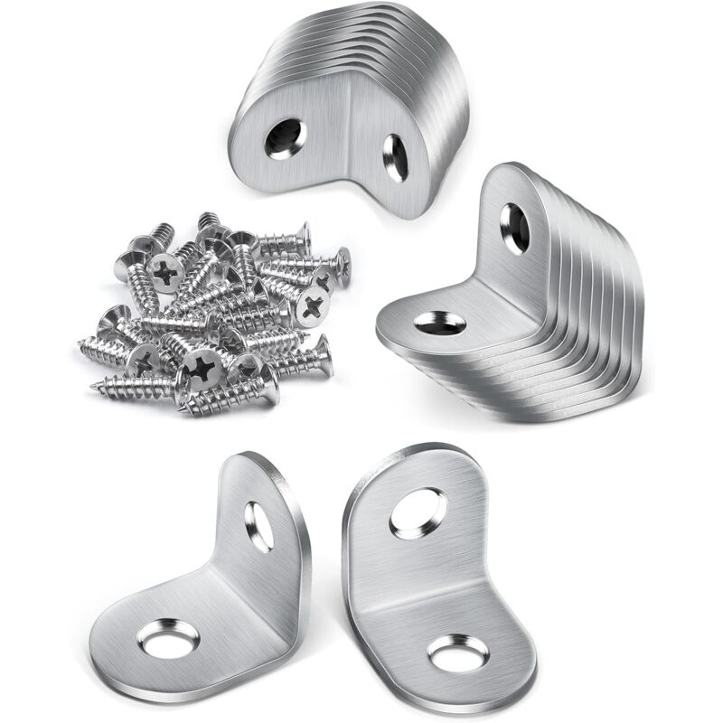 foto del prodotto sollbry staffe metalliche da 20 pezzi, staffe angolari da 20x20 mm, staffe angolari da 90 gradi, staffe in acciaio inossidabile, piccole staffe