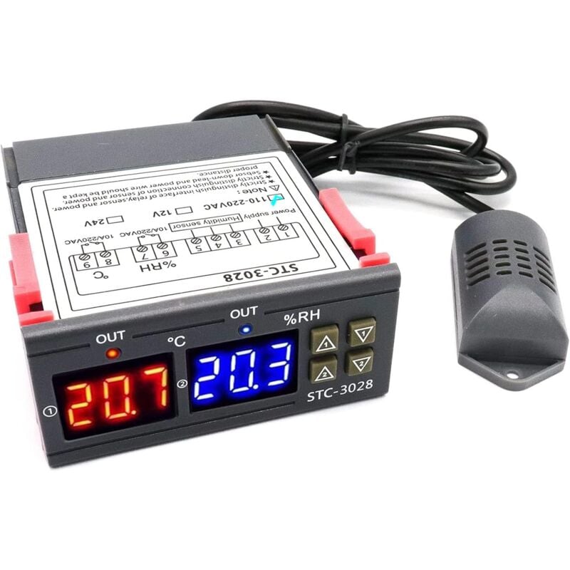 foto del prodotto sollbry stc 3028 regolatore di temperatura e umidit digitale 110 220 v termostato umidificatore con sonda sensore di umidit per scaldabagno e
