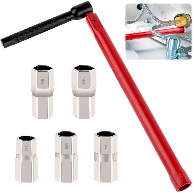 foto del prodotto sollbry strumento di installazione per rubinetti da 8 12 mm, chiave per rubinetti, chiave per rubinetti del lavandino, rosso