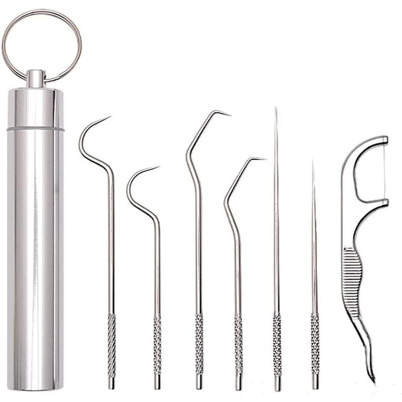 foto del prodotto sollbry stuzzicadenti portatili in acciaio inossidabile, set di stuzzicadenti riutilizzabili, smacchiatori per denti, strumenti dentali, strumenti