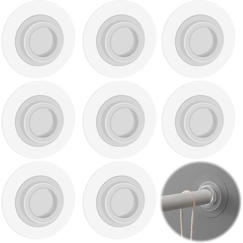 foto del prodotto sollbry supporti per aste per tende da doccia a parete aste per tende autoadesive da parete, senza foratura, con adesivo per bagno, cucina,