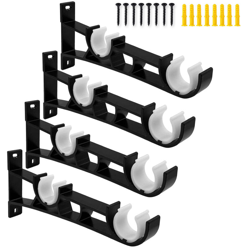 foto del prodotto sollbry supporti per aste per tende, supporti per aste per tende, staffa regolabile in lega di alluminio da parete per aste per tende da 23 mm a 33