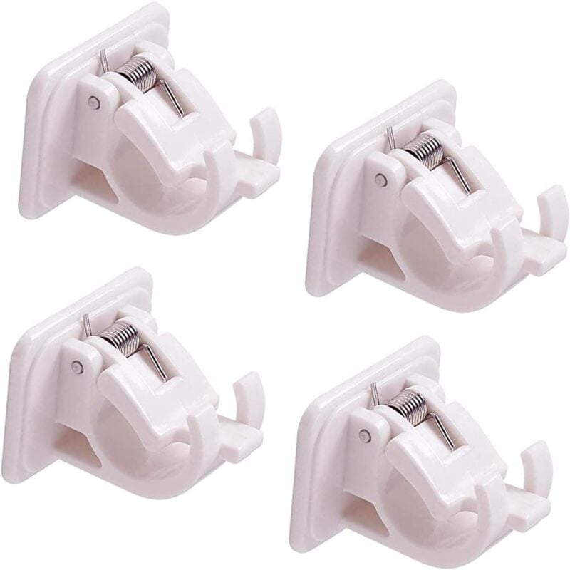 foto del prodotto sollbry supporto per asta per tenda autoadesivo da 4 pezzi, supporto per tenda senza foratura, clip per asta per tenda senza foratura, clip per