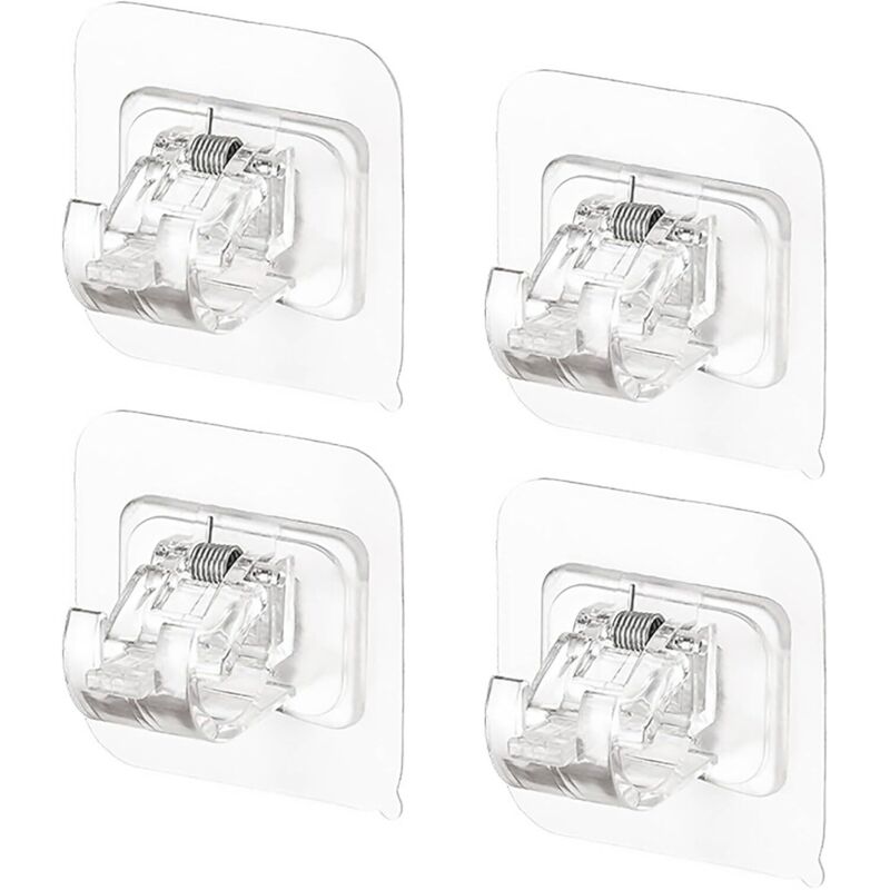 foto del prodotto sollbry - supporto per asta per tenda, ganci autoadesivi per asta per tenda, 4 pezzi, supporto trasparente per asta per tenda, supporto per gancio