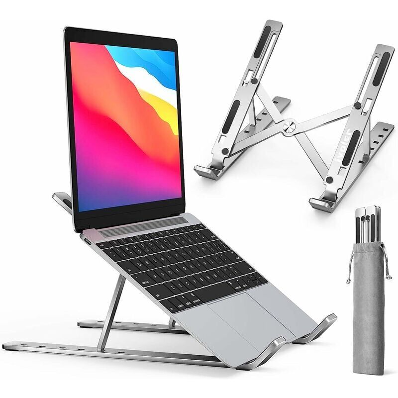 foto del prodotto sollbry supporto per laptop, supporto pieghevole per laptop, 6 angoli regolabili, supporto in alluminio ventilato antiscivolo compatibile con laptop
