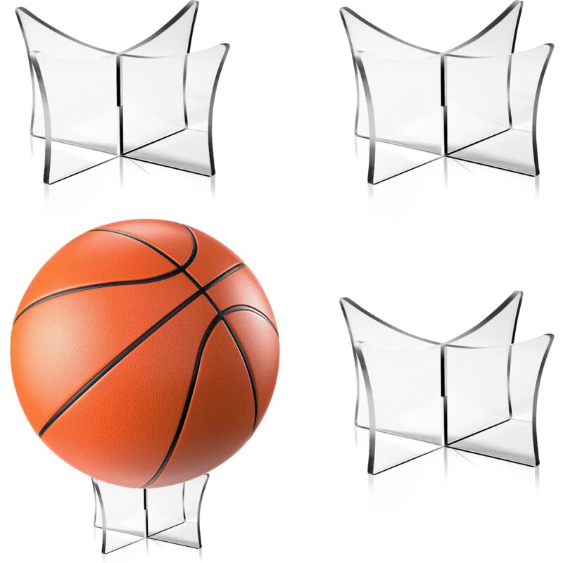 foto del prodotto sollbry supporto per palline in acrilico, espositore per palline, supporto multifunzionale per palline da basket, calcio, pallavolo, rugby, 4 pezzi