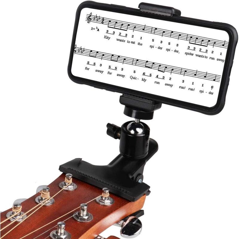foto del prodotto sollbry supporto per telefono con paletta per chitarra, clip per supporto streaming live per basso, compatibile con iphone, compatibile con