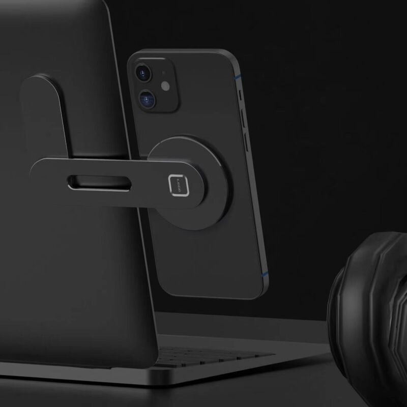 foto del prodotto sollbry supporto regolabile per laptop, supporto magnetico per telefono, staffa di estensione portatile pieghevole per computer, nero