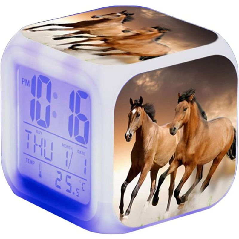 foto del prodotto sollbry sveglia a forma di cavallo led sveglia a forma di animale con luce si illumina al buio per bambini e adulti regali di