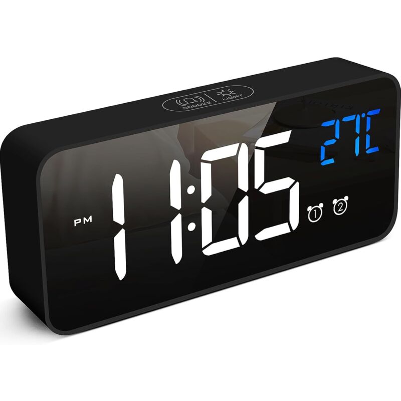 foto del prodotto sollbry sveglia digitale, orologio digitale a led, sveglia digitale con temperatura, luminosit regolabile, snooze, controllo vocale