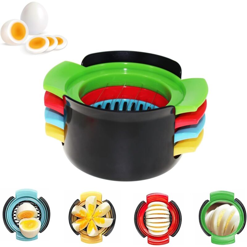 foto del prodotto sollbry tagliauova, affettauova 4 in 1 in acciaio inox, per uova sode, fragole, kiwi