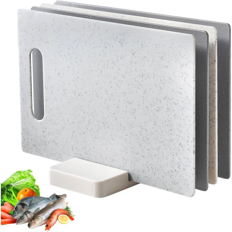 foto del prodotto sollbry taglieri, tagliere da 4 pezzi con supporto, set di taglieri in plastica, tagliere antiscivolo con manici, tagliere per la colazione per