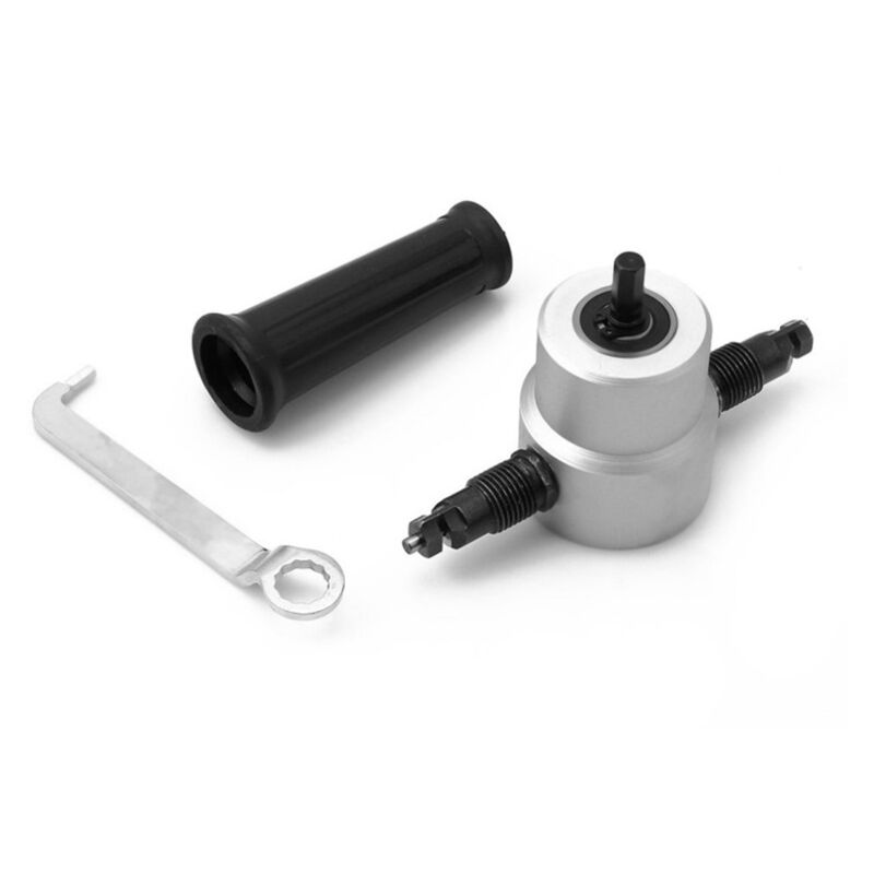 foto del prodotto sollbry taglierina per lamiera a doppia testa, sega a tazza elettrica, accessorio per trapano elettrico, kit di utensili da taglio nibbler,
