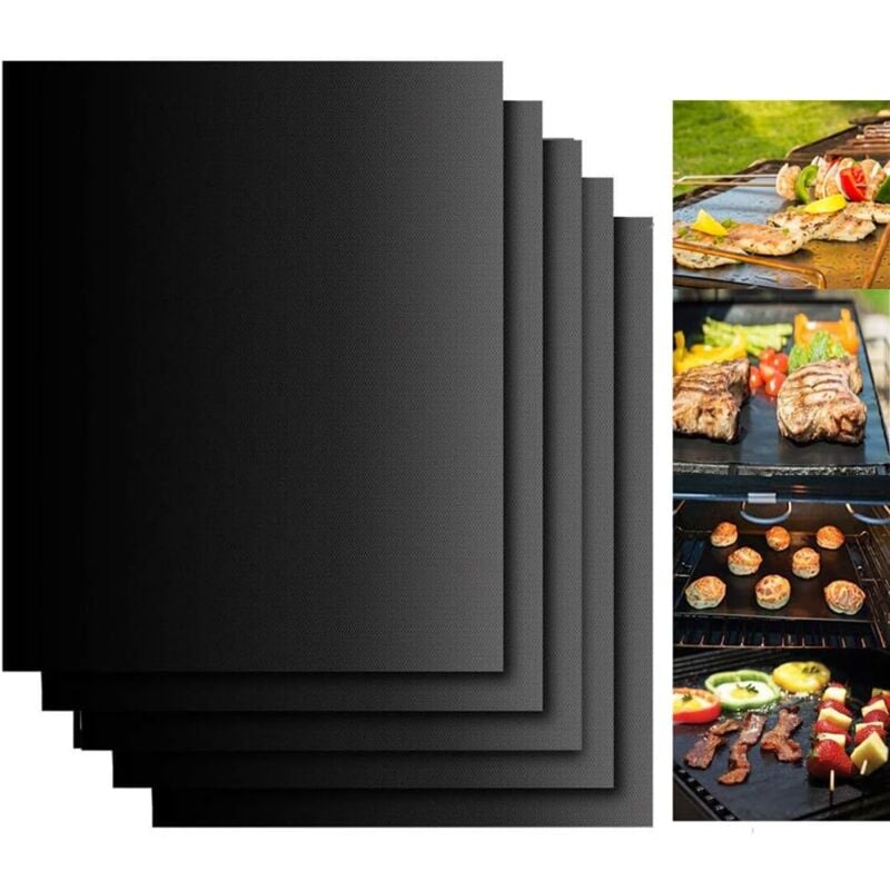 foto del prodotto sollbry tappetini per barbecue da esterno, antiaderenti, confezione da 5, tappetini per barbecue, accessori per barbecue in teflon, riutilizzabili,