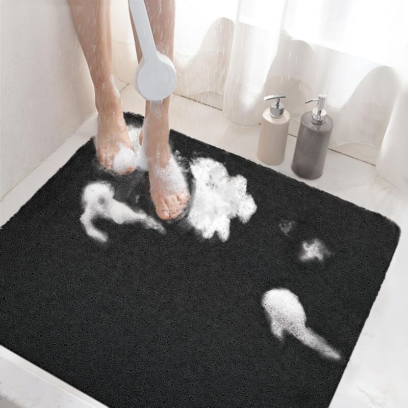 foto del prodotto sollbry tappetino doccia antiscivolo, tappetino vasca antiscivolo 60x60 cm con scarico, tappetino da bagno in luffa morbida in pvc per bagno,