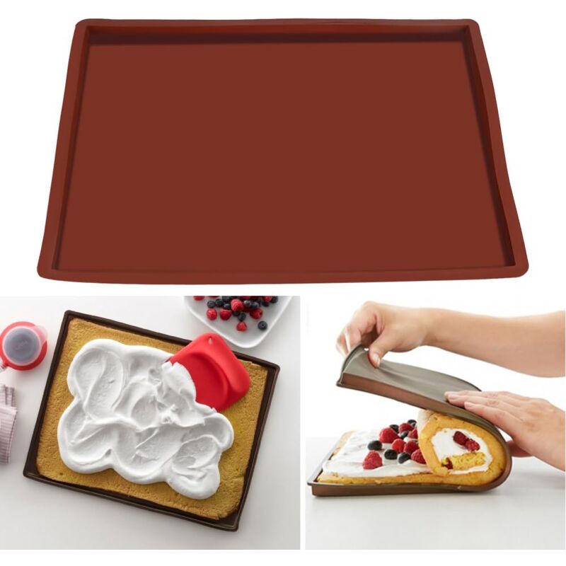 foto del prodotto sollbry tappetino per torta swiss roll tappetino da forno in silicone stampo per biscotti in silicone per pizza, biscotti, teglia da forno