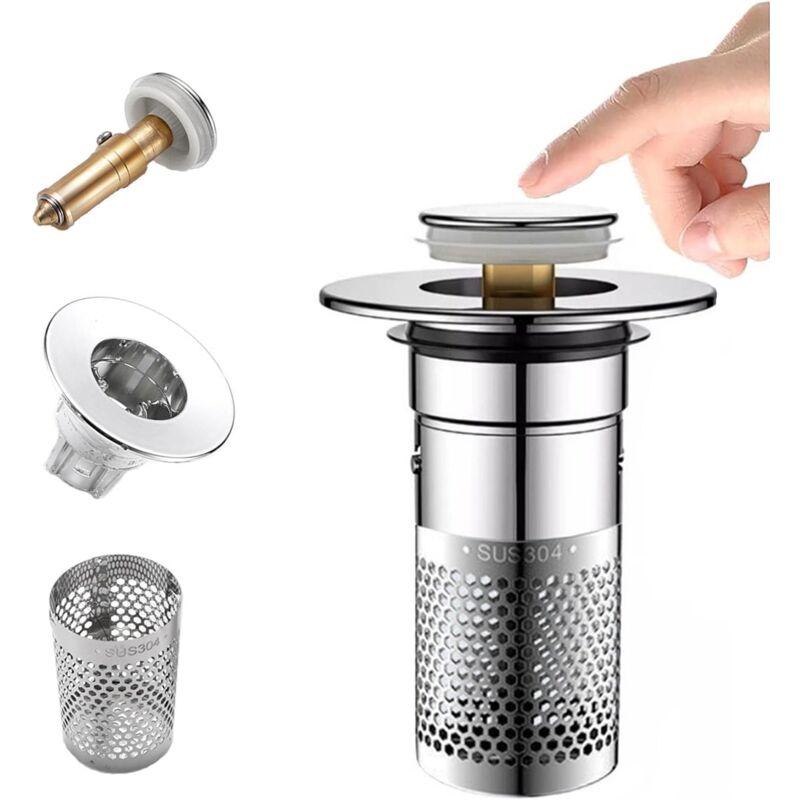 foto del prodotto sollbry tappo per lavandino, raccogli capelli, filtro per scarico a pavimento in ottone inossidabile, filtro anti odore per tubo di scarico, per