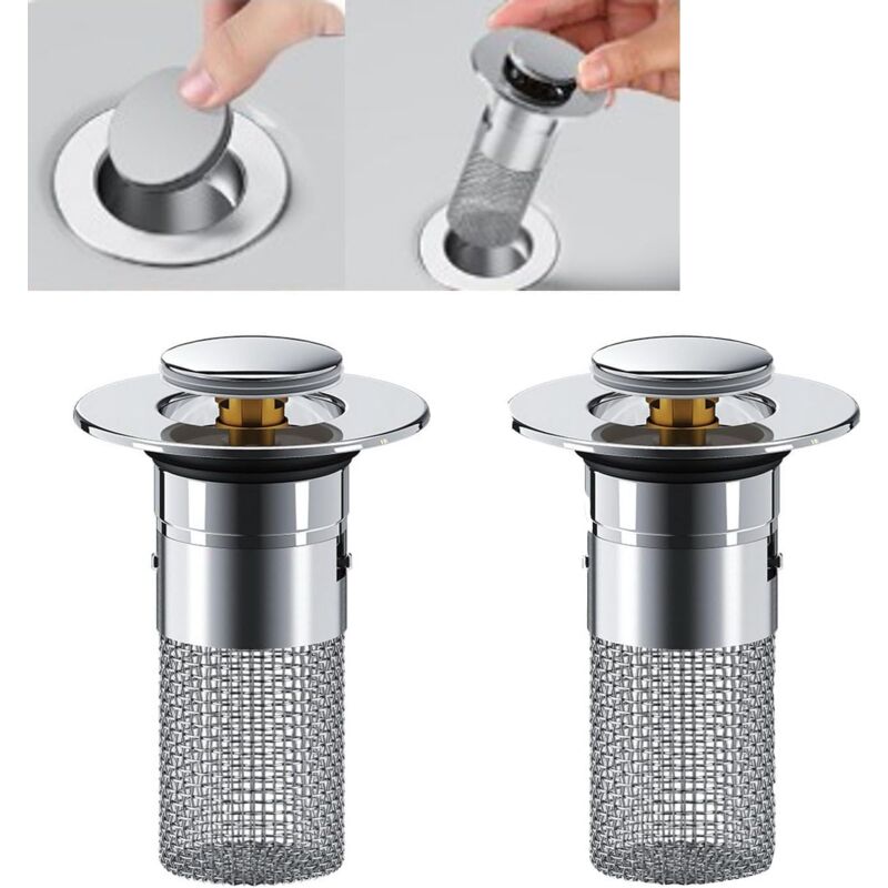 foto del prodotto sollbry tappo per lavello in acciaio inox, tappo per vasca da bagno con filtro anti intasamento, tappo di scarico per lavello con filtro per
