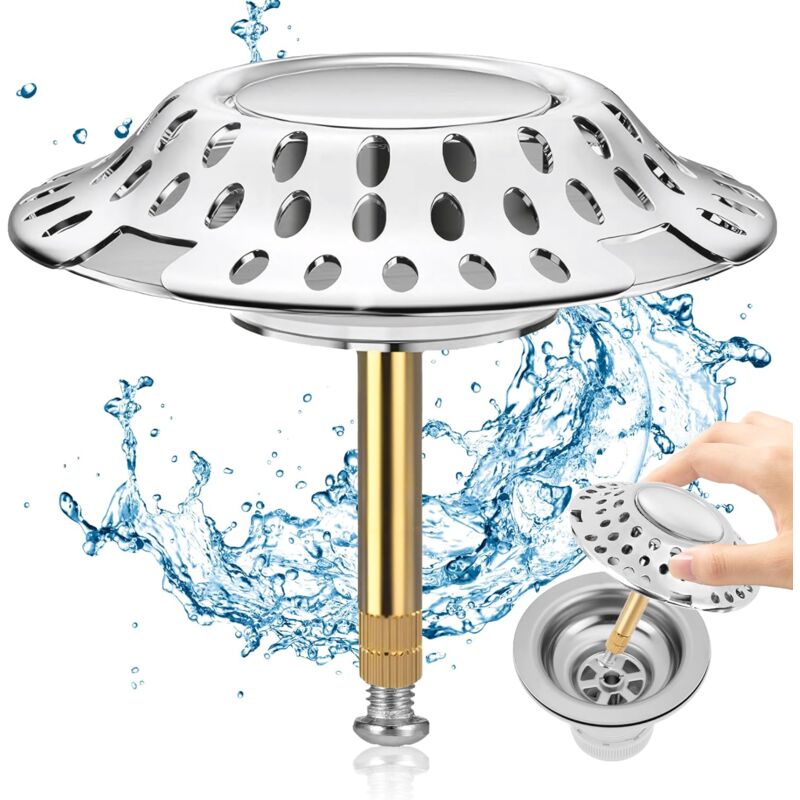 foto del prodotto sollbry tappo per vasca 2 in 1 con filtro anti capelli, tappo per vasca 72 mm, filtro di scarico per vasca con filtrazione, anti intasamento,